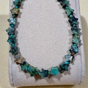 New Gorgeous Boho African Pine Turquoise Star Strand Necklace